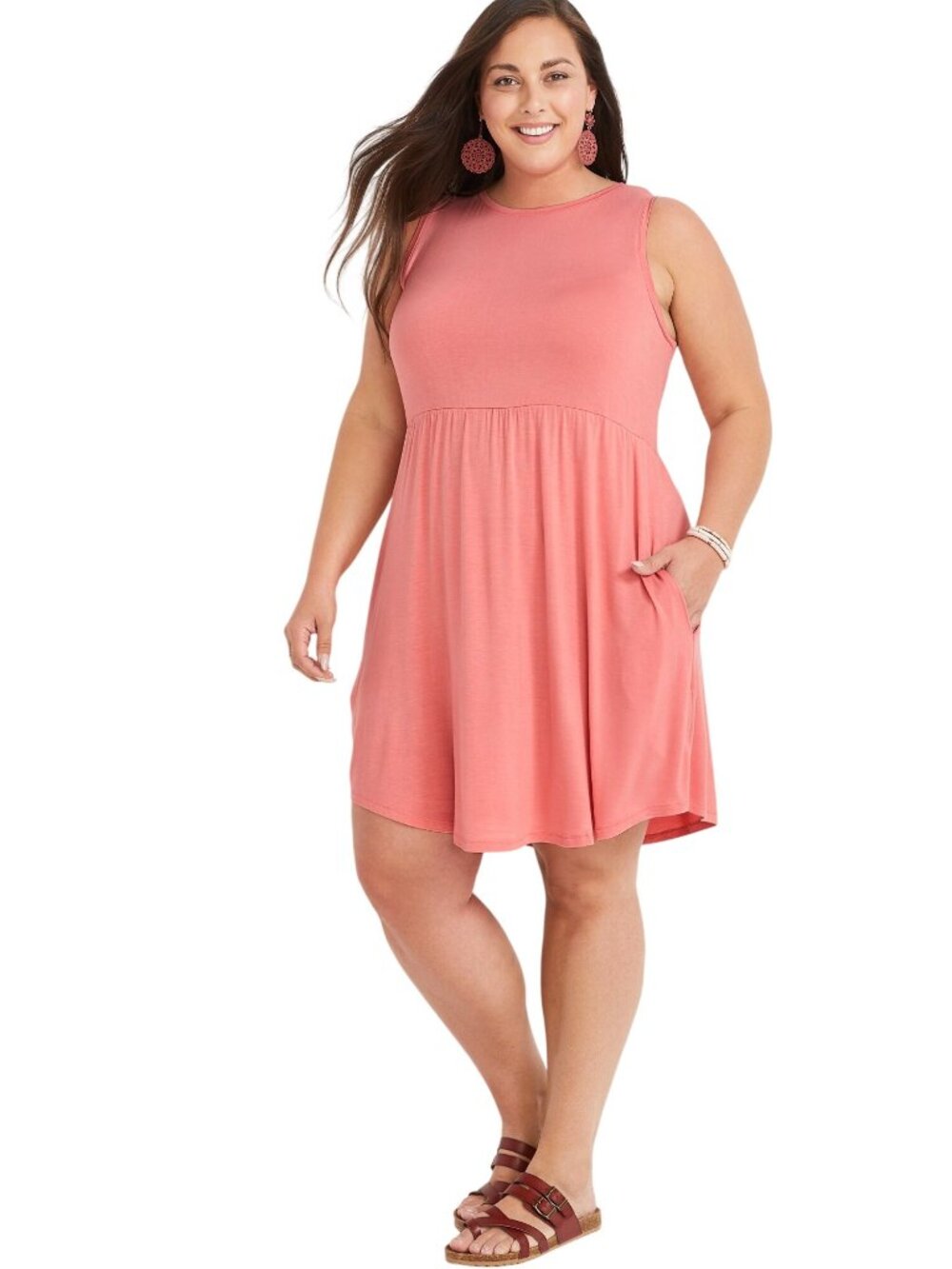 Maurices 24/7 Tank Babydoll Dress XXL Sleeveless Fit & Flare Rose Pink Comfy NEW